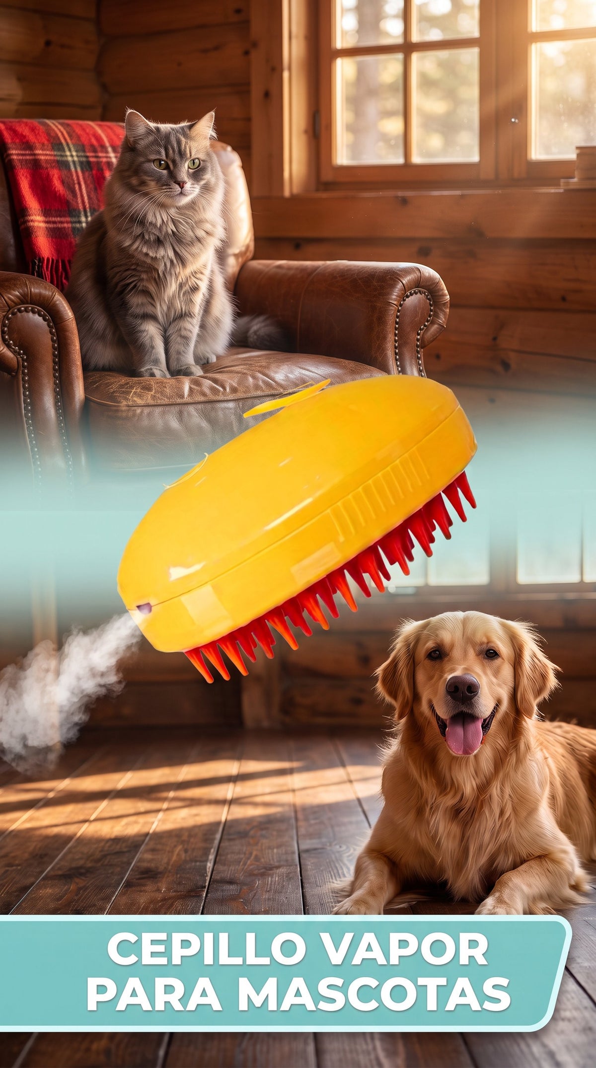 Cepillo vaporizador mascotas