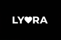 Logo LYORA fondo negro letras blancas